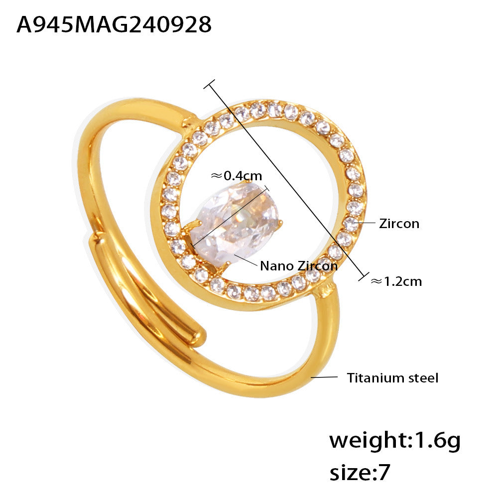 Adjustable Circle Cubic Zirconia Open Ring