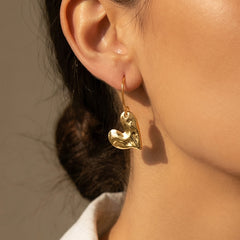 Matte Heart Charm Open-Hoop Earrings