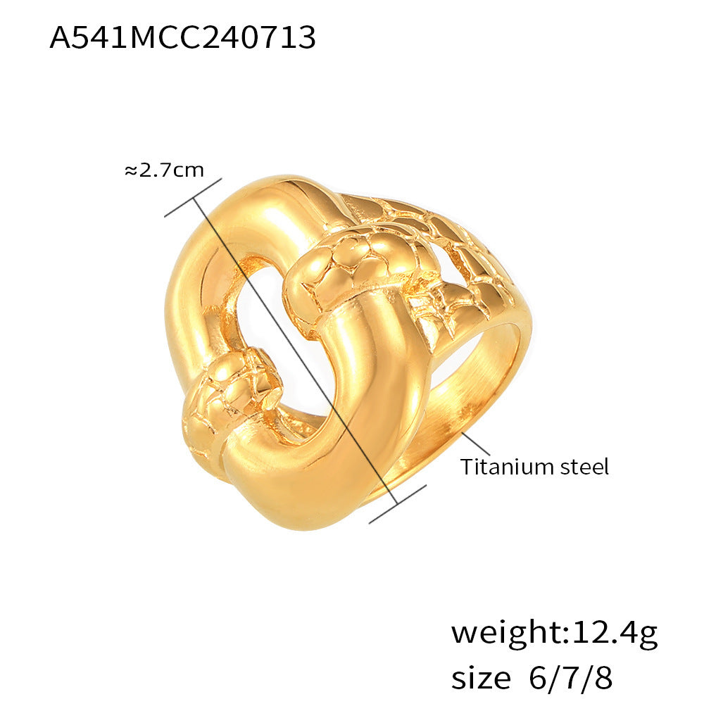 18K Gold-Plated Interlocking Oval Statement Ring
