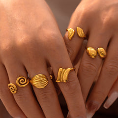 18K Gold-Plated Sculptural Open Ring