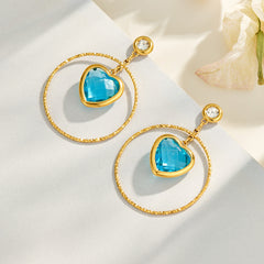 Czech Glass Heart and Circle Drop Earrings