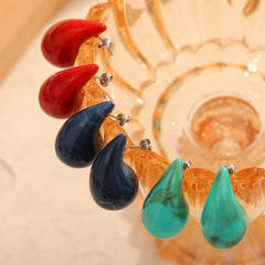 Colorful Resin Teardrop Stud Earrings