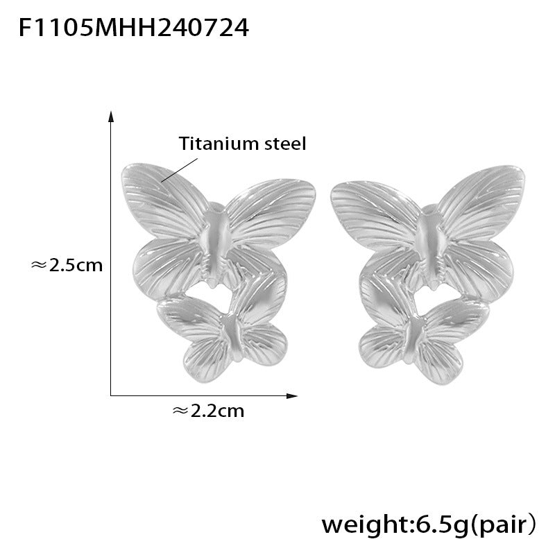 18K Gold-Plated Butterfly Cluster Stud Earrings