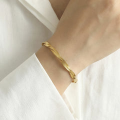 18K Gold-Plated Woven Flat Chain Bracelet