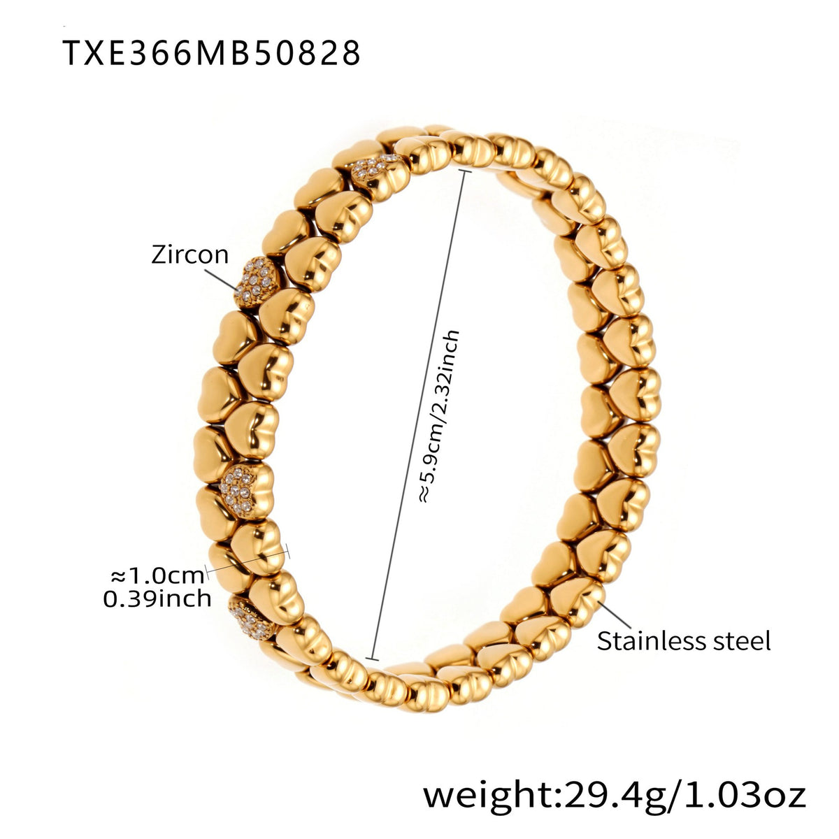 Cubic Zirconia Heart Bead Bracelet Designs