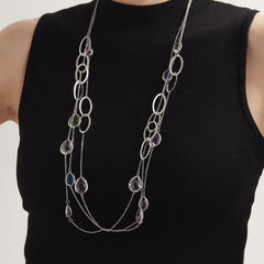 Faceted Glass Long Link Necklace