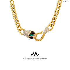 Stone-Accent Snake Head Chain Necklace