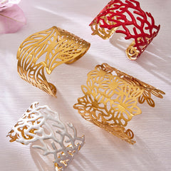 18K Gold-Plated Botanical Openwork Cuff Designs