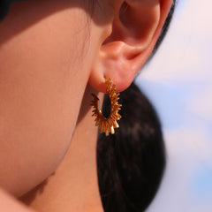18K Gold-Plated Sunburst Hoop Earrings
