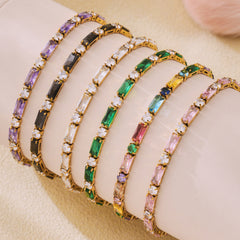 18K Gold-Plated Color Cubic Zirconia Tennis Bracelet