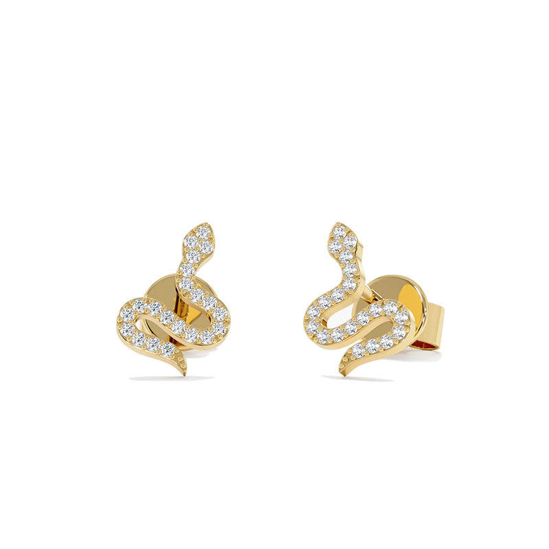 Camille Minimalist Pavé Snake Stud Earrings
