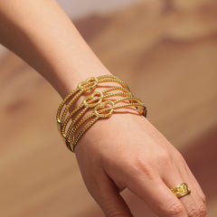 Double Line Heart Detail Bangle Bracelet