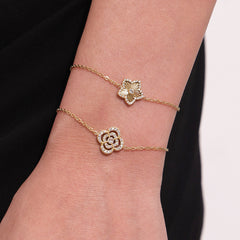 Cubic Zirconia Flower & Star Necklace & Bracelet