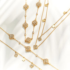 Four-Petal Cubic Zirconia Flower Jewelry