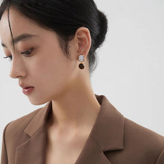 Marielle Vintage-Inspired White Mother-of-Pearl Tiger-Eye Stud Earrings