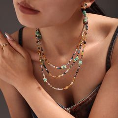 Faceted Natural Stone Bead Necklace