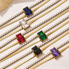 Cubic Zirconia Layered Chain Bracelet