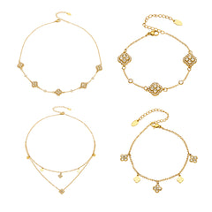 Four-Petal Cubic Zirconia Flower Jewelry