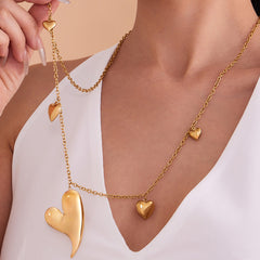 18K Gold-Plated Long Heart Charm Necklace