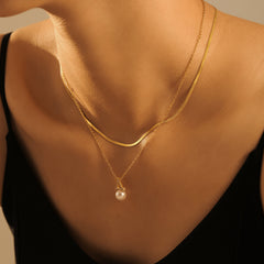 Pearl-Look Triangle Pendant Necklace