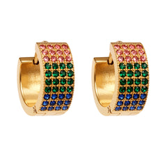 18K Gold-Plated Multi-Row Cubic Zirconia Hoops