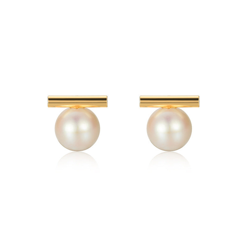 Nicolette Vintage-Inspired Pearl Geometric Stud Earrings No. 391035