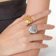 Quilted Heart Statement Ring