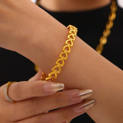 18K Gold-Plated Open Heart Link Bangle