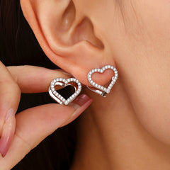Heart Cubic Zirconia Reversible-Style Earrings