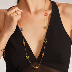 Faceted Czech Glass Long Necklace