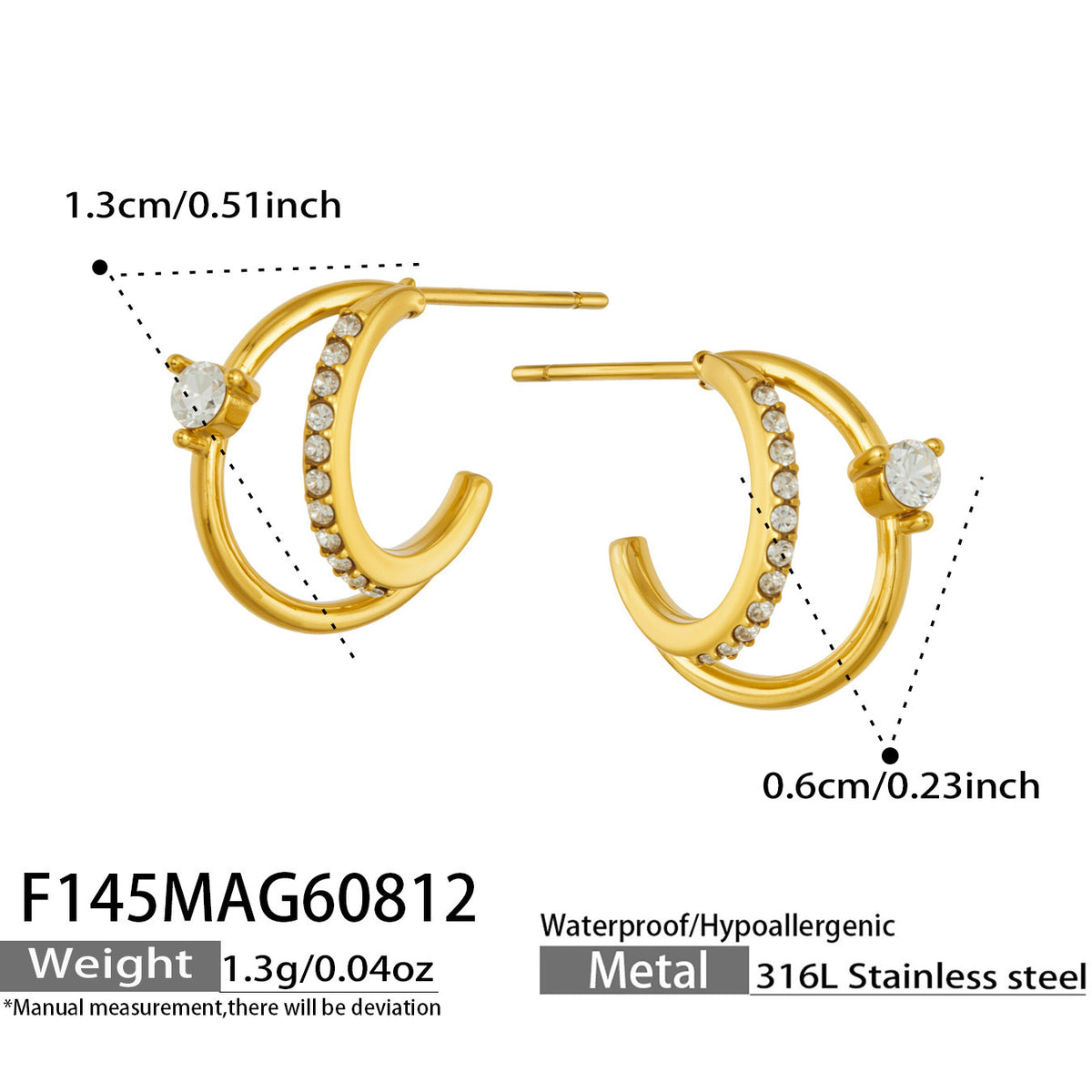 Gold-Tone Cubic Zirconia Double-Row Hoop Earrings
