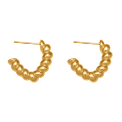 18K Gold-Plated Ribbed Hoop Earrings