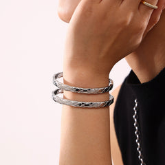 18K Gold-Plated Textured Clasp Bracelet