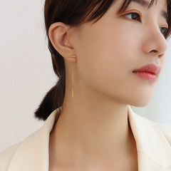 Minimalist Bar & Chain Threader Earrings