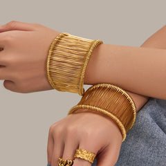 18K Gold-Plated & Silver-Tone Wrapped Wire Cuff