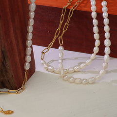 Freshwater Pearl Mixed Link Necklace