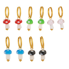 18K Gold-Plated Resin Mushroom Charm Earrings