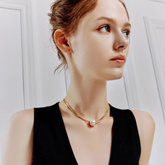 Camille Pearl Snake Pendant Necklace