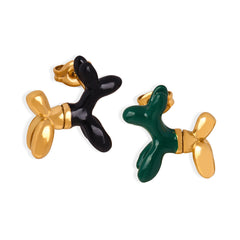 Enamel Balloon-Dog Stud Earrings
