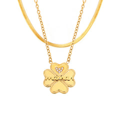 Heart Clover Pendant Necklace or Separate Chain