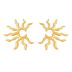 Radiating Sunburst Stainless Steel Earrings