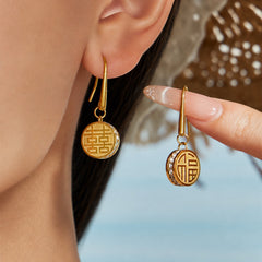 18K Gold-Plated Reversible Fu and Xi Coin Jewelry