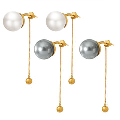 Pearl-Look Chain Tassel Stud Earrings