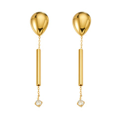 18K Gold-Plated Bar and Cubic Zirconia Drop Earrings