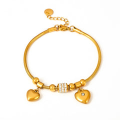 Gold-Tone Heart Charm Snake Chain Bracelet