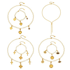 Cross & Celestial Charm Necklace & Bracelet
