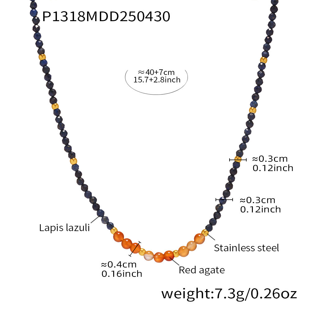 Lapis Lazuli and Red Agate Bead Necklace