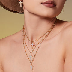 18K Gold-Plated Cubic Zirconia Cross Jewelry