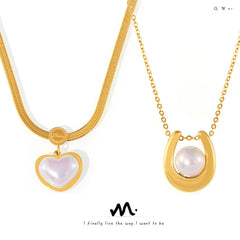 18K Gold-Plated Pearl-Look Pendant Necklaces