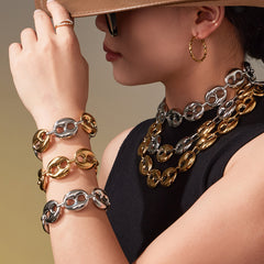 Coffee Bean Link Necklace & Bracelet